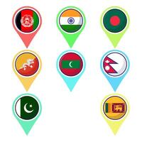 Design of South Asian countries flag icon mascot collection vector