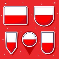 Flat cartoon illustration of Poland national flag with many shapes inside vector