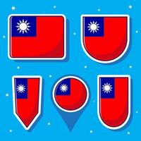 plano dibujos animados ilustración de tiongkok nacional bandera con muchos formas dentro vector