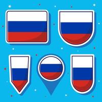 Flat cartoon illustration of Russia national flag with many shapes inside vector