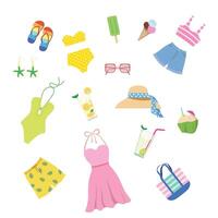 Summer elements set isolated on white background. Elements for summer concept. Summer vibe. vector