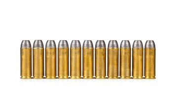 Row of bullets on white background photo