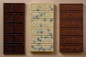 Chocolate bar pieces. Background with chocolate. Sweet food photo concept.