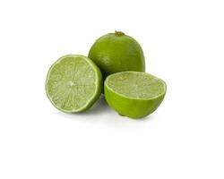 Lemon and lime isolated on white background. Lemon fruit Clipping Path. photo