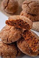 A group of Warm Homemade Gingersnap Cookies photo