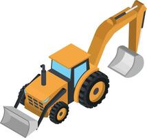 Isometric Backhoe Loader with a telescopic arm vector