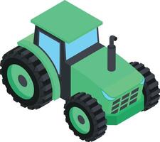 Isometric Green Tractor vector