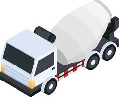 Isometric Cement Mixer Truck vector