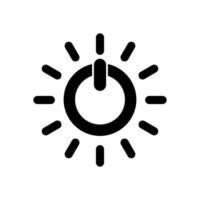 Black of a power button encircled by rays symbolizing energy. vector