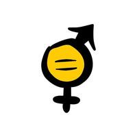 Vibrant yellow and black gender equality symbol, promoting balanced rights. vector