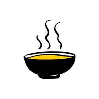 Illustration of a steaming yellow bowl of soup, vibrant and simple. vector
