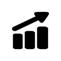 Black silhouette of an upward arrow and bar charts, symbolizing growth. vector