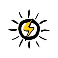 Vibrant icon of a power symbol with a yellow bolt, emphasizing energy. vector