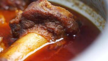 traditional Indian curry lamb masala in a bowl on table video