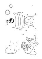 Mini-games for children. Preschoolers. Simple coloring for children. Combine the numbers, get a picture of a fish. dot to dot vector