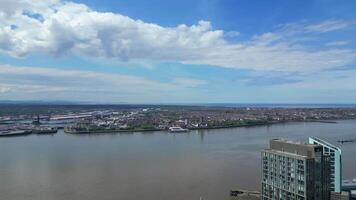 Aerial View of Historical and Modern British City Centre of Liverpool, The Maritime city in northwest England, United Kingdom. May 5th, 2024 video