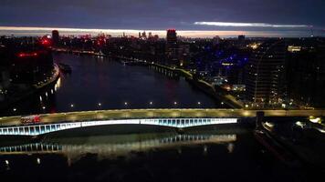 High Angle Night Footage of Illuminated Wandsworth Central London at River Thames, London, England UK. April 24th, 2024 video