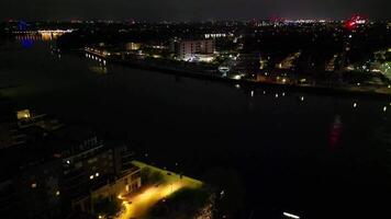 High Angle Night Footage of Illuminated Wandsworth Central London at River Thames, London, England UK. April 24th, 2024 video