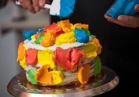 Preparation of cake and carnival pastries. photo