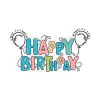 Happy birthday lettering with balloons vector