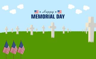 Memorial day background with american flags vector