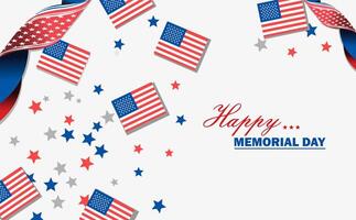 Memorial day background with american flags vector