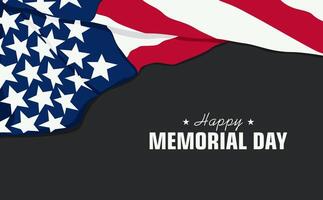 Memorial day background with american flag and text vector