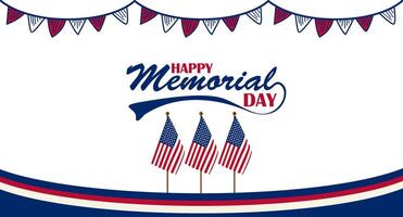 Happy memorial day background with flags and bunting vector