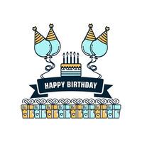Happy birthday card with balloons and gifts vector