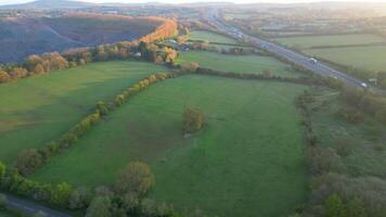 Aerial View of Markfield Village and Countryside Landscape of Leicestershire England UK During Sunrise Morning. April 26th, 2024 video