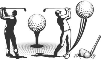 golf jugador en retro estilo vector