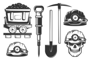 Miner equipment in retro style vector