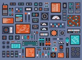 Set of control panel elements for spacecraft or technical industrial station vector