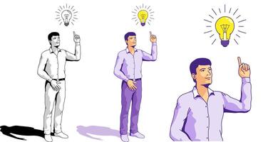 Idea - inspired man and light bulb vector