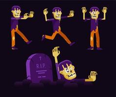 Zombie walking dead character and grave - for Halloween vector