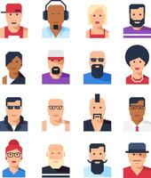 People avatars portraits. Abstract cartoon faces in flat style. vector