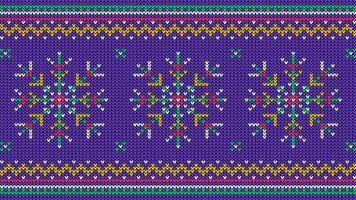 Knitted pattern with jumping deer and Christmas trees. Knit nordic ornament with reindeer and fir. vector