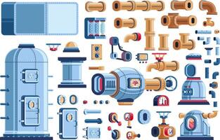 Spare parts for steampunk industrial machines vector