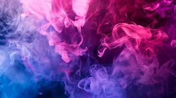 Vivid multicolored smoke swirls in a mesmerizing dance, creating a hypnotic abstract 4K motion background video