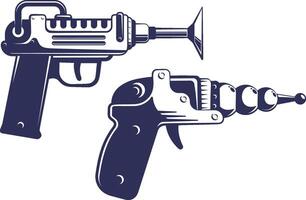 Alien blaster gun - phaser space weapon in retro style. illustration. vector