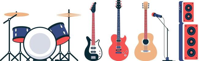 Rock band instruments set. vector