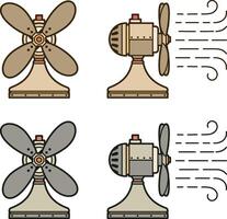 Old vintage fan side and front. illustration. vector