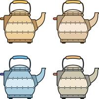 Metal electric kettle in retro style. illustration. vector