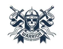 Skull warrior in helmet vector