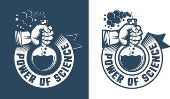 Scientific logo - hand holding a flask vector