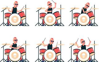 Punk rock band drummer playing drums vector