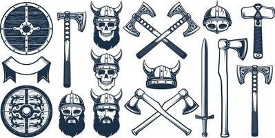 Viking weapon design elements for heraldic logo vector
