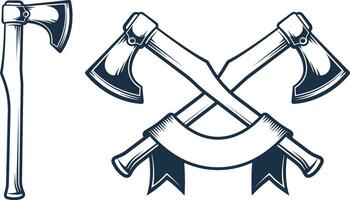 Battle ax in stamp style vector