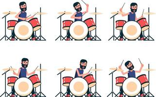 Drummer plays the drum set vector