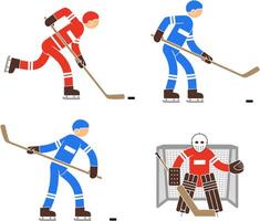 sencillo color hockey jugador y portero icono vector